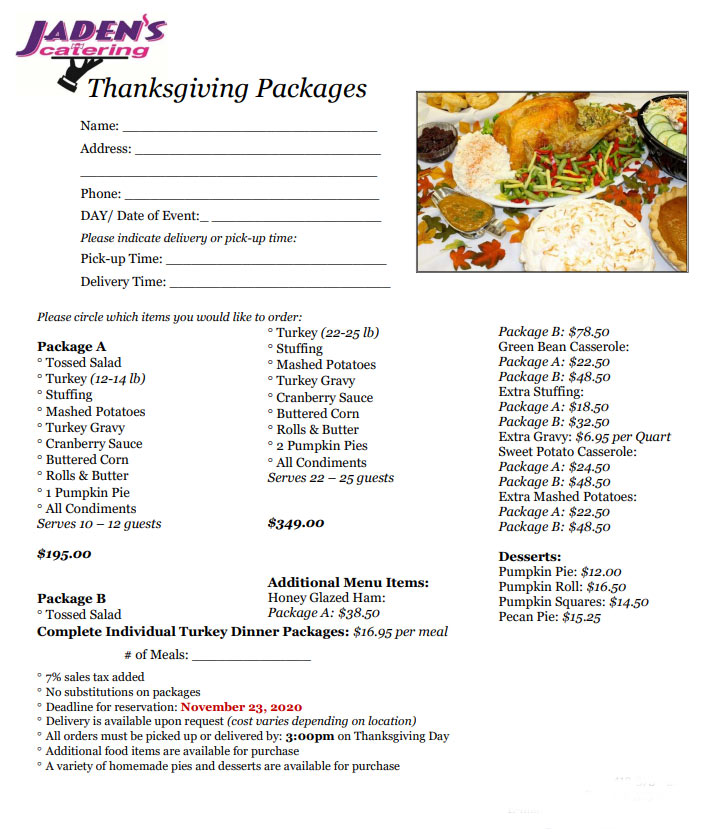 Holiday Menus at Jaden's Catering in MonroevilleJADENS'S Catering